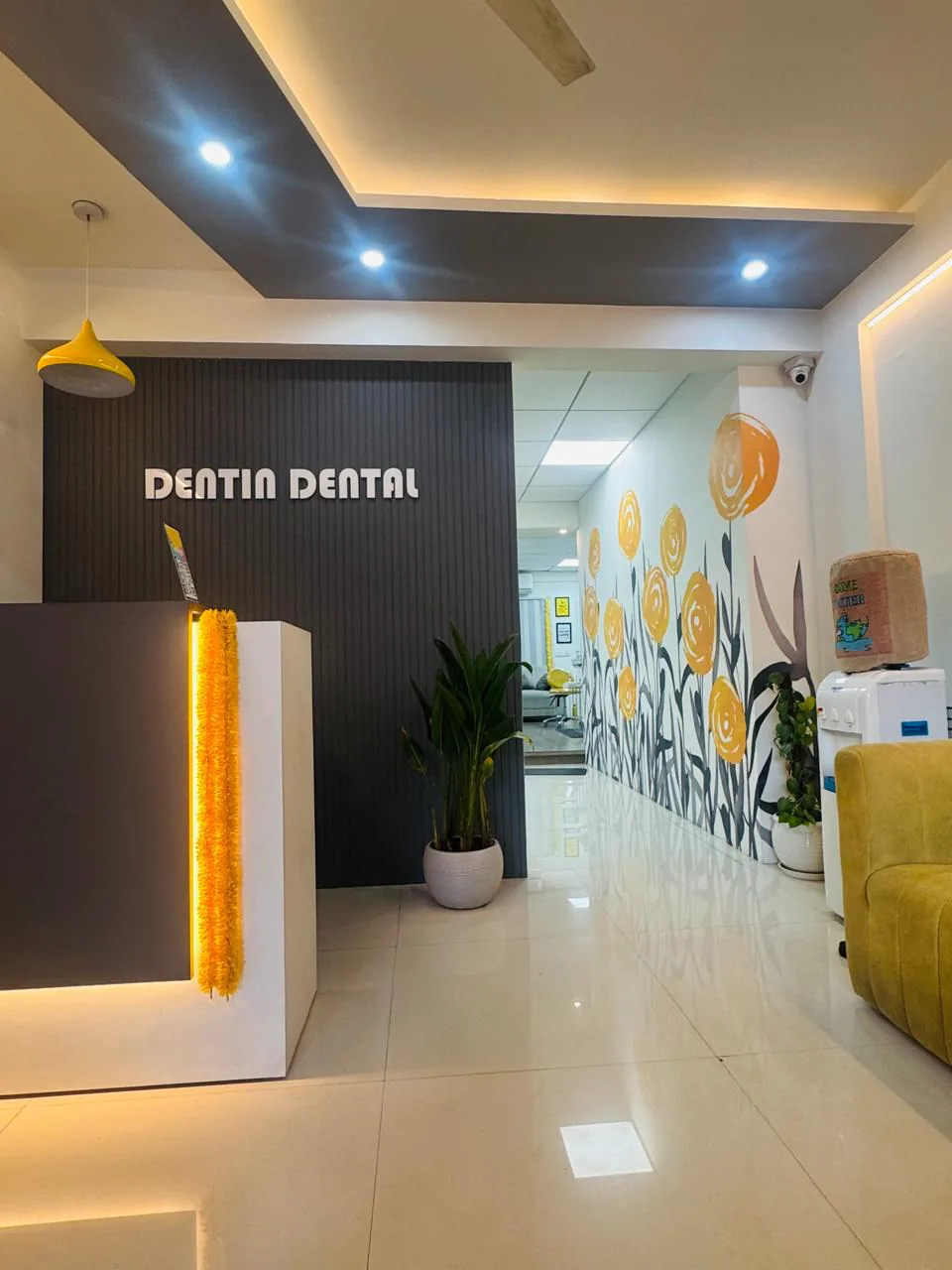 Reception and entrance of DENTIN Multispeciality Dental Clinic & Implant Center, HSR Layout Bengaluru