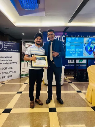 Dr. Kumar Gaurav implant dentistry certification at DENTIN Multispeciality Dental Clinic & Implant Center, HSR Layout Bengaluru